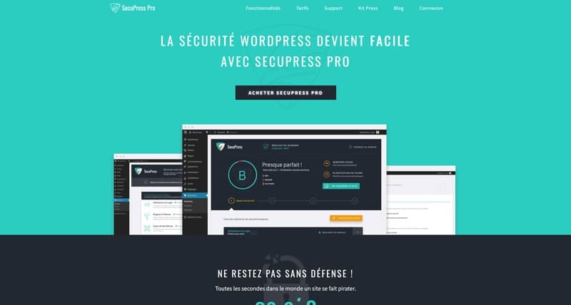 Capture d'écran de l'interface du plugin de sécurité WordPress SecuPress.